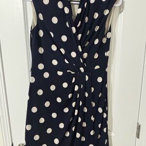 Eliza J Navy & Cream Polka Dot Wrap Midi Dress